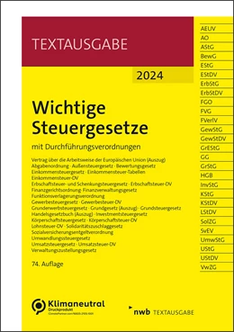 Abbildung von Wichtige Steuergesetze | 74. Auflage | 2024 | beck-shop.de