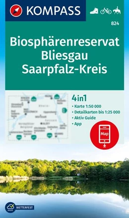 Abbildung von KOMPASS Wanderkarte 824 Biosphärenreservat Bliesgau & Saarpfalz-Kreis 1:25.000 | 1. Auflage | 2024 | beck-shop.de