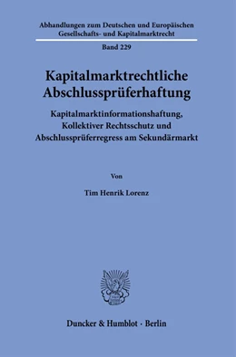 Abbildung von Lorenz | Kapitalmarktrechtliche Abschlussprüferhaftung. | 1. Auflage | 2024 | beck-shop.de