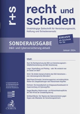Abbildung von r+s recht und schaden Sonderausgabe »D&O- und Cyberversicherung aktuell« | 1. Auflage | 2024 | beck-shop.de