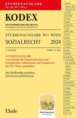 Abbildung von Brameshuber / Doralt | KODEX Studienausgabe Sozialrecht WU 2024 | 13. Auflage | 2024 | beck-shop.de