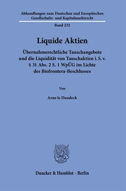 Abbildung von Dandeck | Liquide Aktien. | 1. Auflage | 2024 | 232 | beck-shop.de