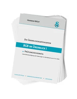 Abbildung von Hemmer / Wüst | Karteikarten BGB im Überblick I | 17. Auflage | 2024 | beck-shop.de