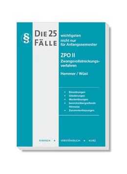 Abbildung von Hemmer / Wüst | Die 25 wichtigsten Fälle ZPO II | 11. Auflage | 2024 | beck-shop.de