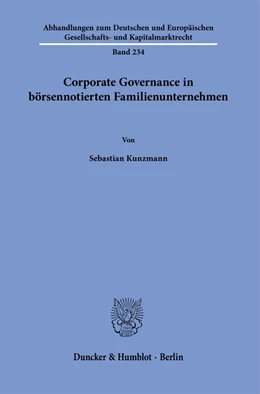 Abbildung von Kunzmann | Corporate Governance in börsennotierten Familienunternehmen. | 1. Auflage | 2024 | beck-shop.de