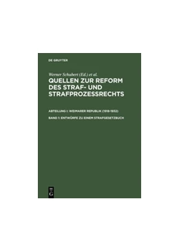 Abbildung von Schubert / Regge | Entwürfe zu einem Strafgesetzbuch | 1. Auflage | 1995 | beck-shop.de