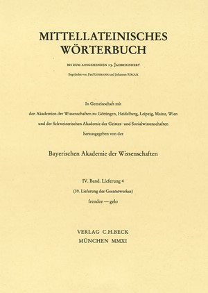 Cover: , Mittellateinisches Wörterbuch  39. Lieferung (frendor - gelo)