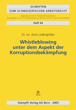 Abbildung von Ledergerber | Whistleblowing unter dem Aspekt der Korruptionsbekämpfung | 1. Auflage | 2005 | 64 | beck-shop.de