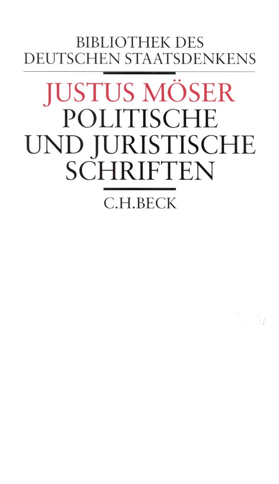 Cover: Möser, Justus, Politische und juristische Schriften