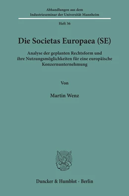 Abbildung von Wenz | Die Societas Europaea (SE). | 1. Auflage | 1993 | 36 | beck-shop.de