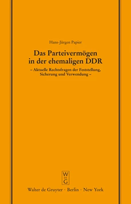 Abbildung von Papier | Das Parteivermögen in der ehemaligen DDR | 1. Auflage | 1992 | 126 | beck-shop.de