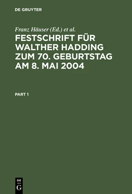 Abbildung von Häuser / Hammen | Festschrift für Walther Hadding zum 70. Geburtstag am 8. Mai 2004 | 1. Auflage | 2004 | beck-shop.de