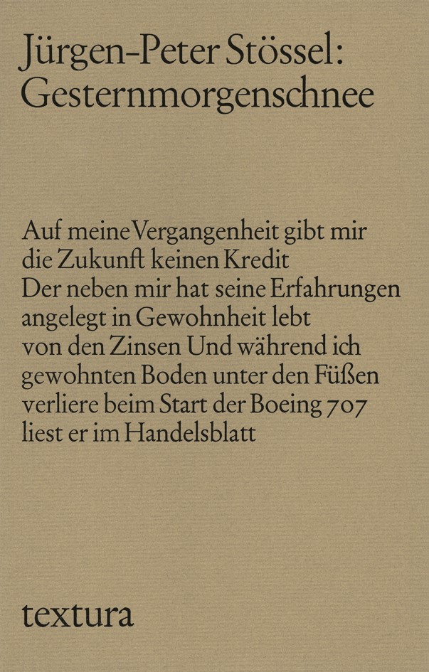 Cover: Stössel, Jürgen-Peter, Gesternmorgenschnee