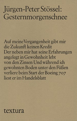Cover: Jürgen-Peter Stössel, Gesternmorgenschnee