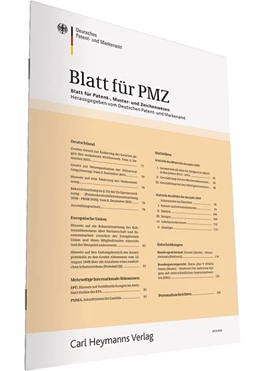 Abbildung von Deutsches Patent- und Markenamt (Hrsg.) | Blatt für Patent-, Muster- und Zeichenwesen - PMZ | 120. Auflage | 2023 | beck-shop.de