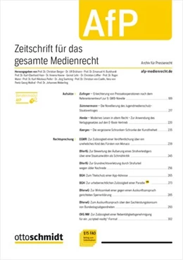 Abbildung von AfP - Zeitschrift für Medien- und Kommunikationsrecht | 49. Auflage | 2022 | beck-shop.de