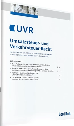 Abbildung von Umsatzsteuer- und Verkehrsteuer-Recht – UVR | 104. Auflage | 2022 | beck-shop.de