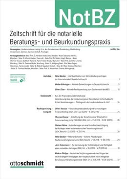 Abbildung von Zeitschrift für die notarielle Beratungs- und Beurkundungspraxis • NotBZ | 1. Auflage | 2024 | beck-shop.de