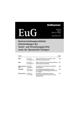 Abbildung von Kostenerstattungsrechtliche Entscheidungen der Sozial- und Verwaltungsgerichte sowie der Spruchstelle Stuttgart – EuG | 72. Auflage | 2024 | beck-shop.de