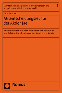 Abbildung von Krautz | Mitentscheidungsrechte der Aktionäre | 1. Auflage | 2011 | 4 | beck-shop.de