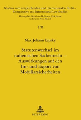 Abbildung von Lipsky | Statutenwechsel im italienischen Sachenrecht - Auswirkungen auf den Im- und Export von Mobiliarsicherheiten | 1. Auflage | 2011 | 170 | beck-shop.de
