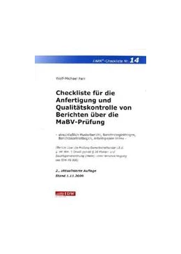 Abbildung von Farr | Checkliste für die Anfertigung und Qualitätskontrolle von Berichten über die MaBV-Prüfung | 3. Auflage | 2011 | beck-shop.de