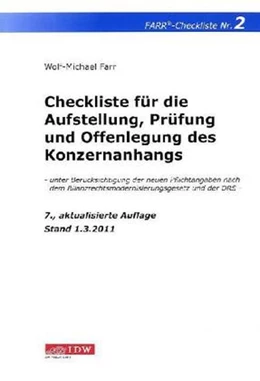 Abbildung von Farr | Checkliste für die Aufstellung, Prüfung und Offenlegung des Konzernanhangs | 7. Auflage | 2011 | beck-shop.de