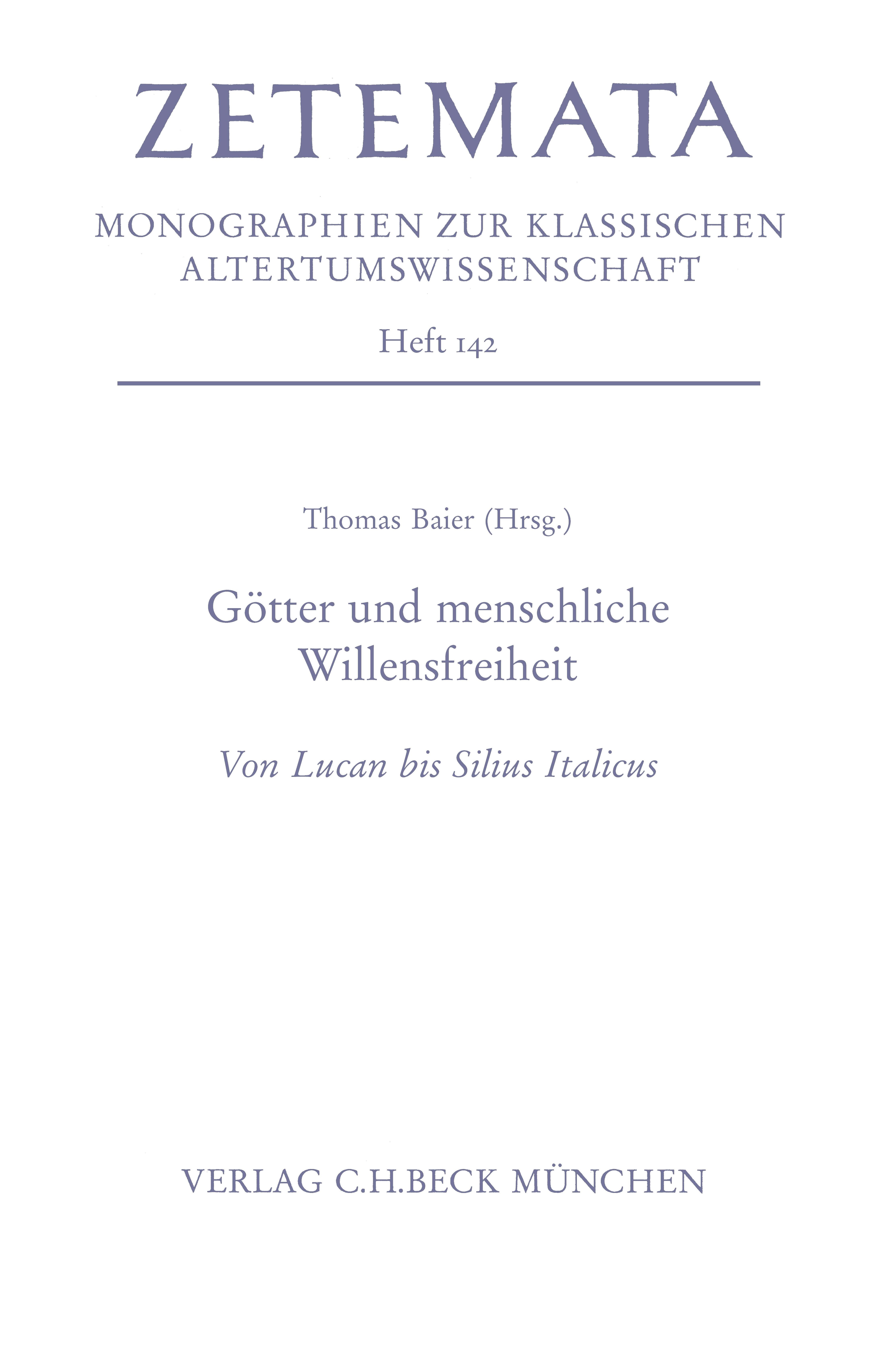 Cover: Baier, Thomas, Götter und menschliche Willensfreiheit