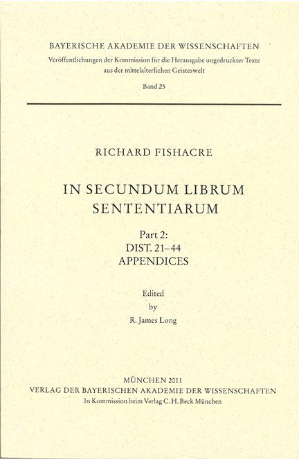 Cover: , In secundum librum Sententiarum