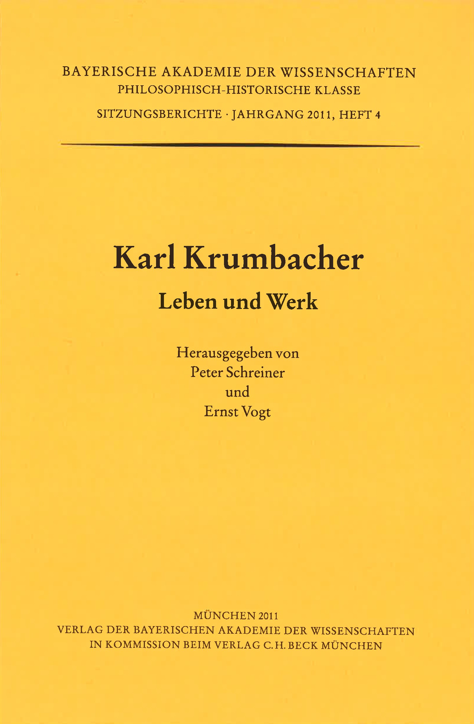 Cover: Schreiner, Peter / Vogt, Ernst, Karl Krumbacher