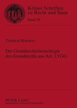 Abbildung von Krings | Der Grundrechtsberechtigte des Grundrechts aus Art. 13 GG | 1. Auflage | 2009 | 39 | beck-shop.de