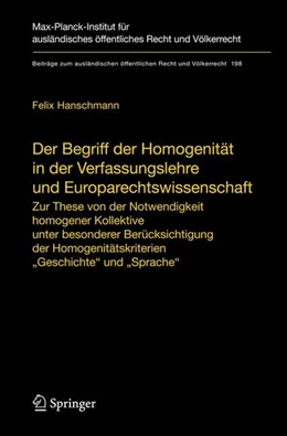 Abbildung von Hanschmann | Der Begriff der Homogenität in der Verfassungslehre und Europarechtswissenschaft | 1. Auflage | 2008 | beck-shop.de