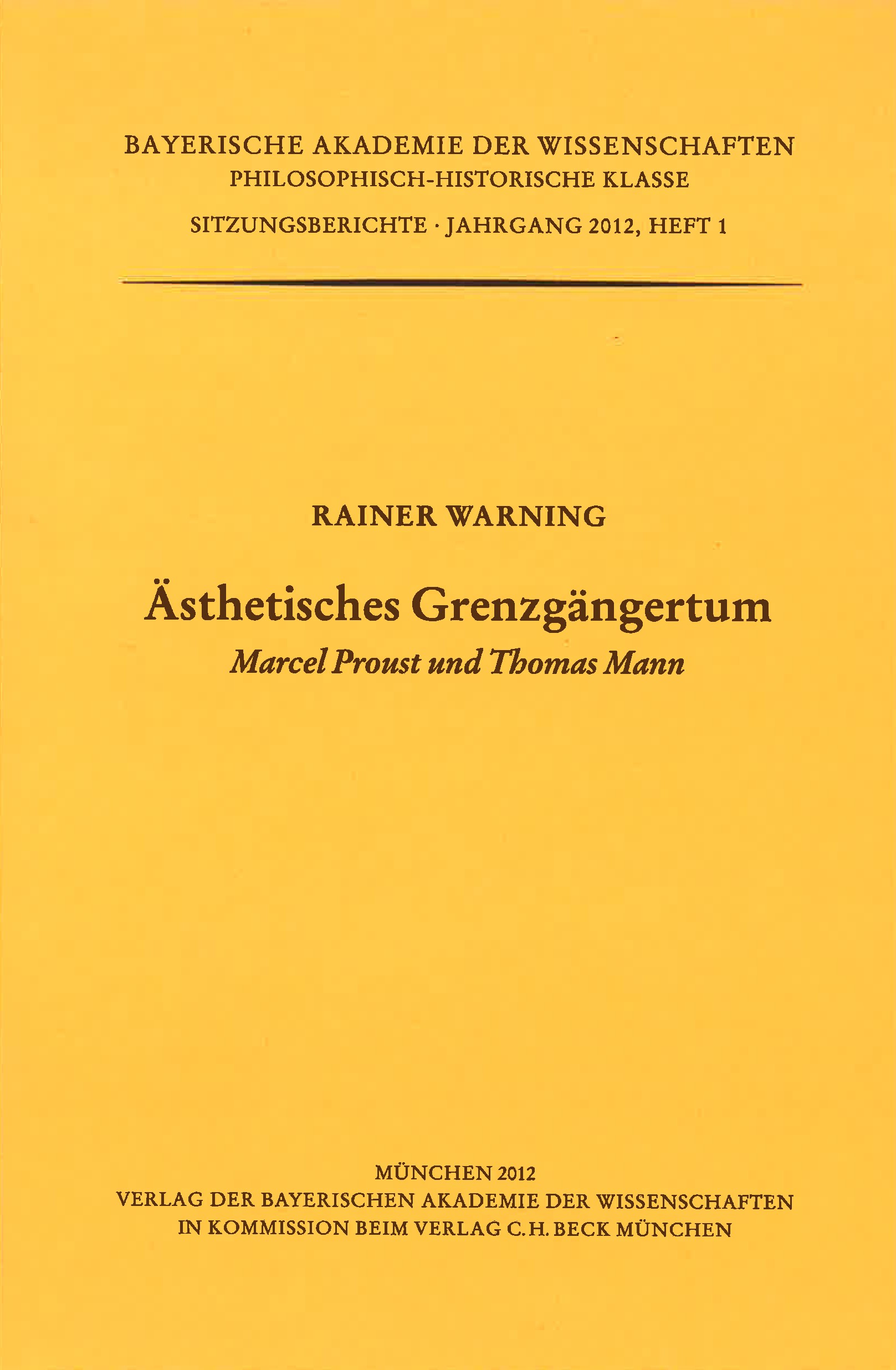 Cover: Warning, Rainer, Ästhetisches Grenzgängertum