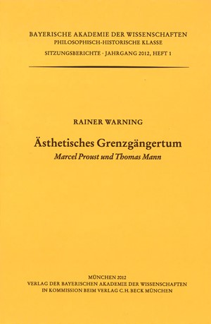 Cover: Rainer Warning, Ästhetisches Grenzgängertum