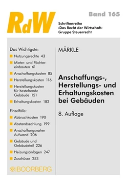 Abbildung von Märkle | Anschaffungs-, Herstellungs-und Erhaltungskosten bei Gebäuden | 8. Auflage | 2011 | 165 | beck-shop.de